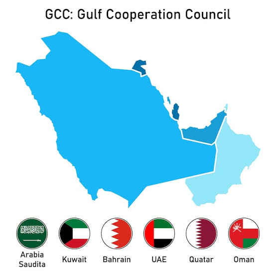 GCC coverage map — Saudi Arabia, Kuwait, Bahrain, UAE, Qatar and Oman