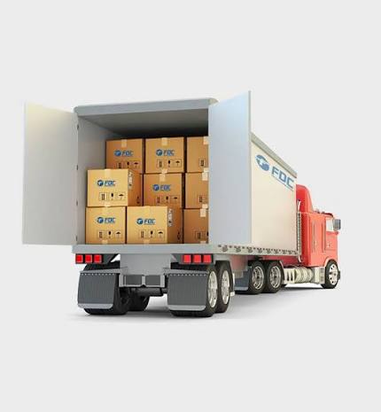 General transportation — box truck loaded with cargo boxes